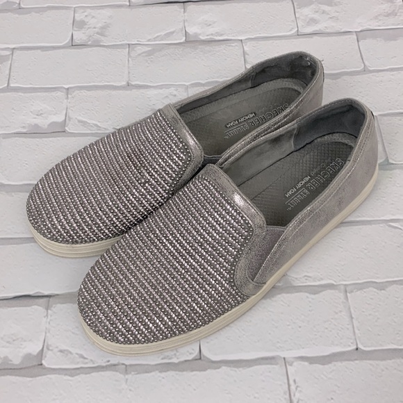 Skechers Street Air Cushioned Foam shoes sneakers Silver stud metallic Slip on - Picture 10 of 12